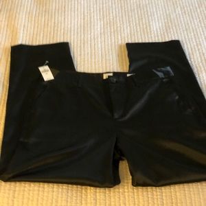 Black satin cropped pants